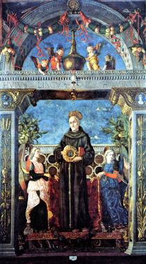 St. Bernardine of Siena with the Angels - Андреа Мантенья