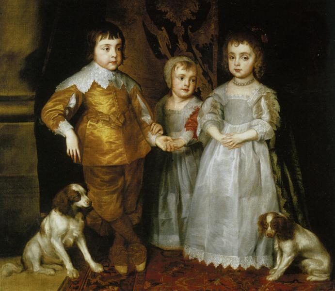 Portrait of the Three Eldest Children of Charles I, c.1635 - 范戴克
