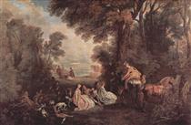 The Halt during the Chase - Antoine Watteau
