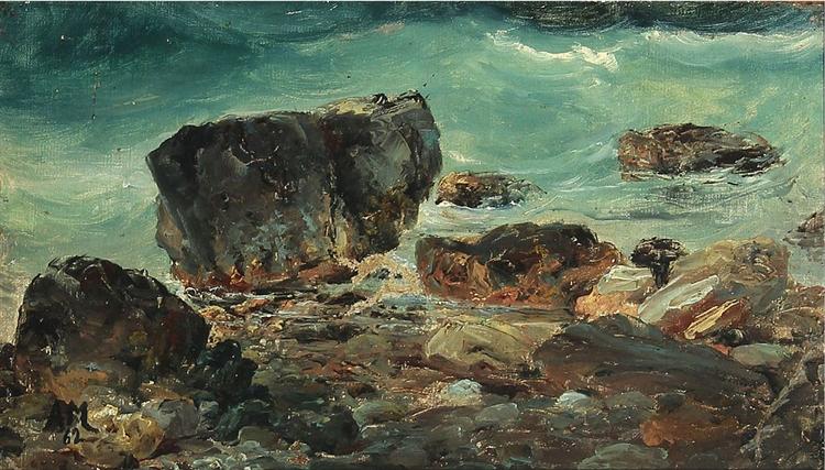 Coastal scene with larger rocks, 1862 - Антон Мельби