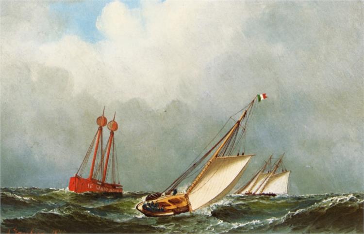 Vision and Dauntless off Sandy Hook Lightship, 1876 - Antonio Jacobsen
