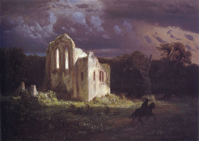 Ruins in the moonlit landscape, 1849 - Arnold Böcklin