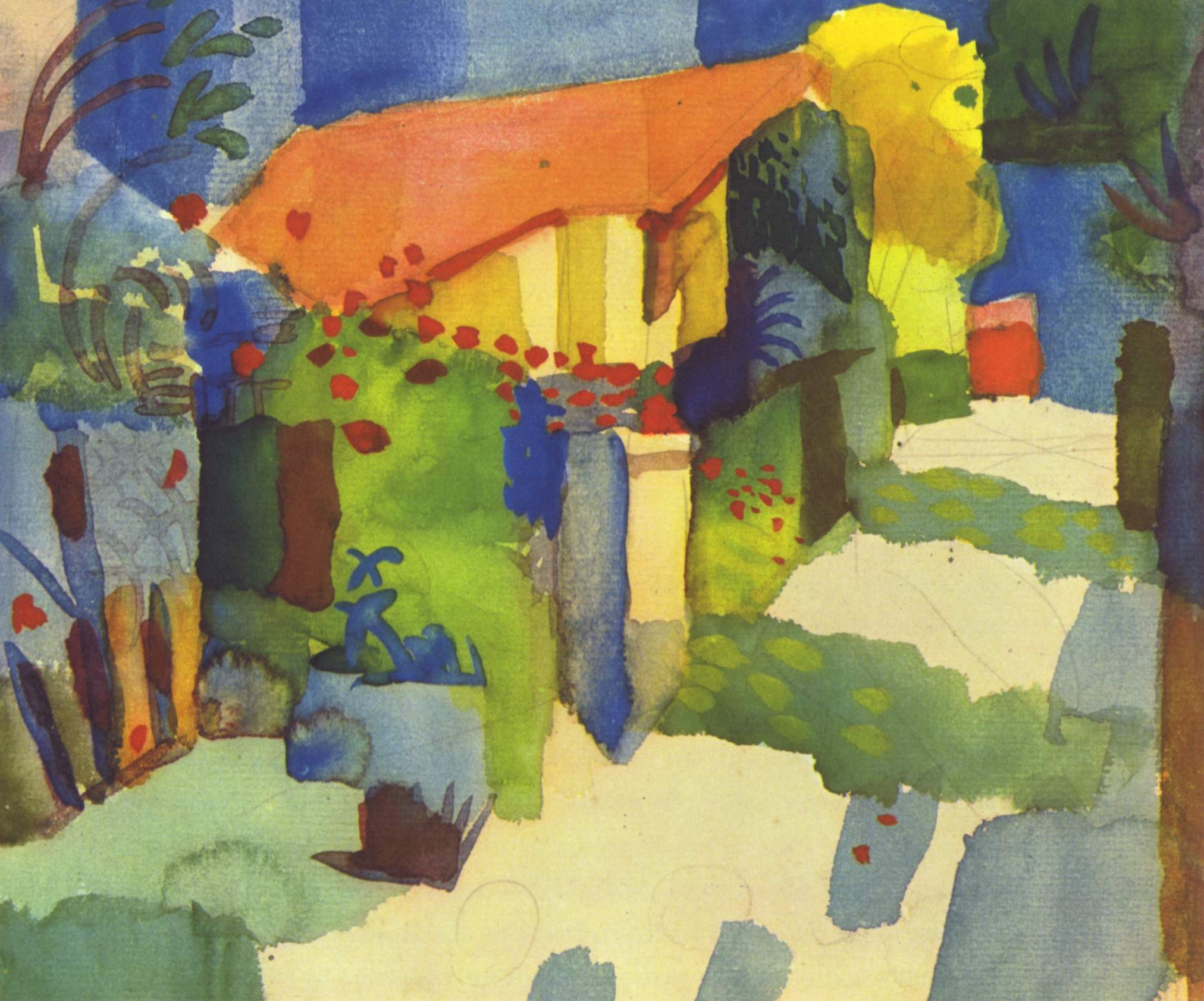 House In The Garden 1914 August Macke