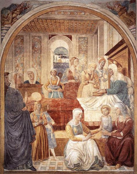 Tabernacle of the Visitation: Birth of Mary, 1491 - Беноццо Гоццолі