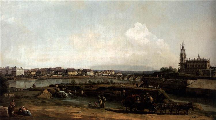 Dresden from the Left Bank of the Elbe, Below the Fortification, 1748 - 贝纳多·贝洛托