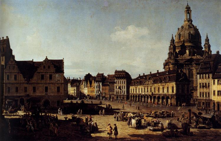 View of the New Market Place in Dresden from the Moritzstrasse, 1751 - 贝纳多·贝洛托