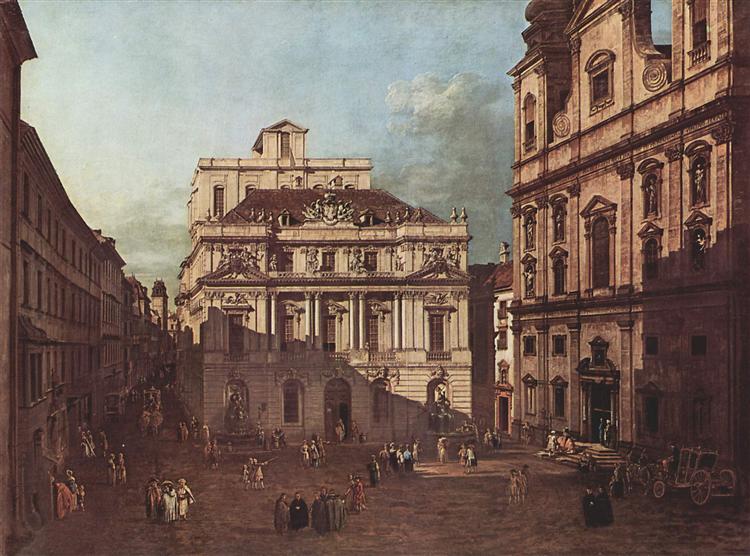 View of Vienna, square in front of the university, seen from the southeast off the great hall of the University, c.1759 - 贝纳多·贝洛托