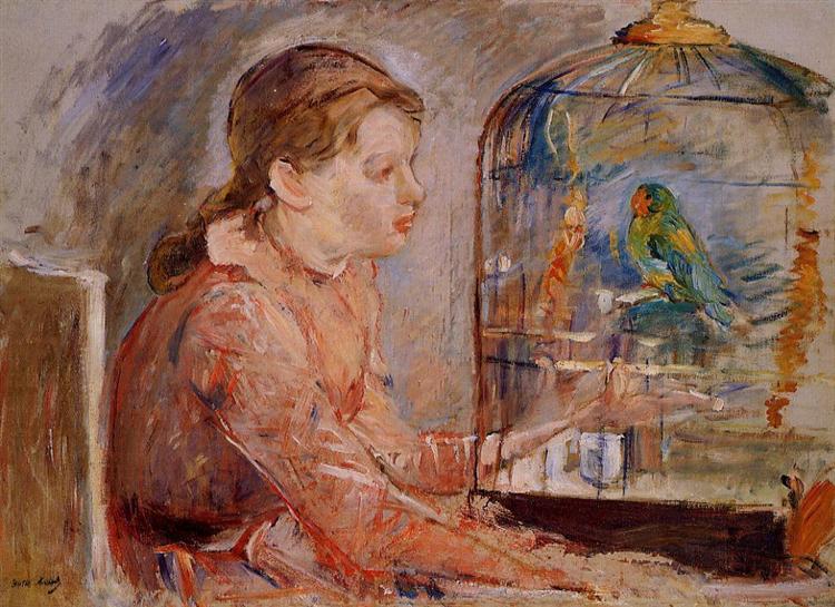 Young Girl and the Budgie, 1888 - 貝爾特·莫里索