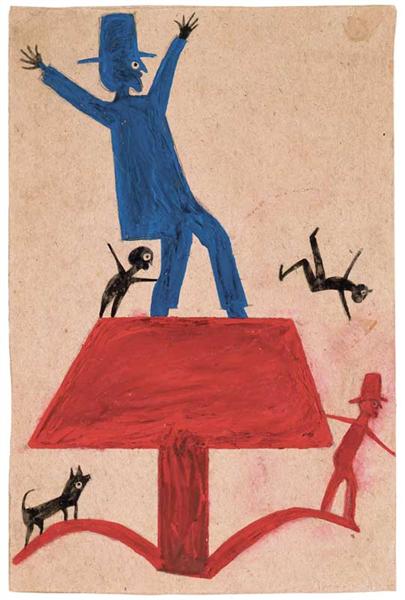 Untitled (Blue Man on Red Object), c.1939 - Bill Traylor