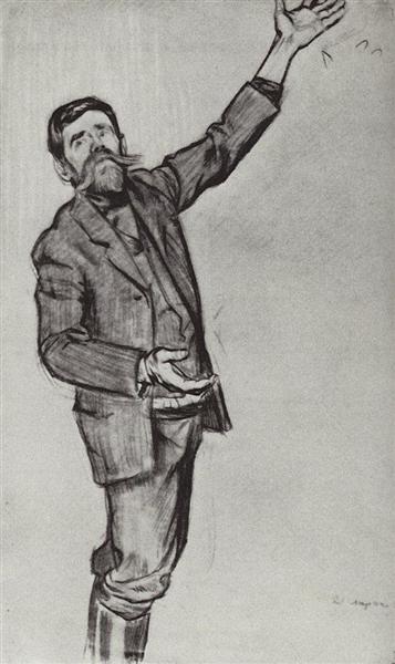 Agitator (Man with arm raised), 1906 - Борис Кустодієв