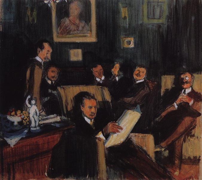 Group portrait of painters of the World of Art, 1910 - Boris Michailowitsch Kustodijew