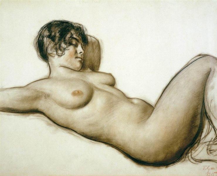 Lying Nude, 1915 - Borís Kustódiev