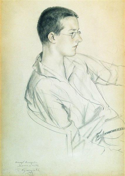 Portrait of composer Dmitri Shostakovich (in adolescence), 1923 - Borís Kustódiev