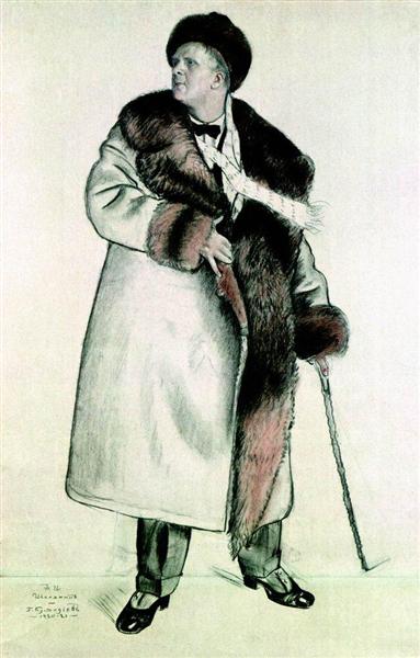 Portrait of the Opera Singer Feodor Ivanovich Chaliapin, 1921 - Борис Кустодієв