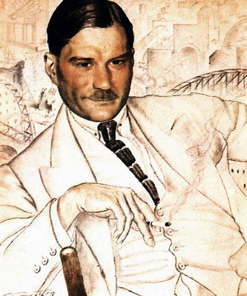 Portrait of Yevgeny Zamyatin, 1923 - Boris Koustodiev