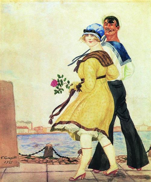 Матрос и милая, 1921 - Борис Кустодиев