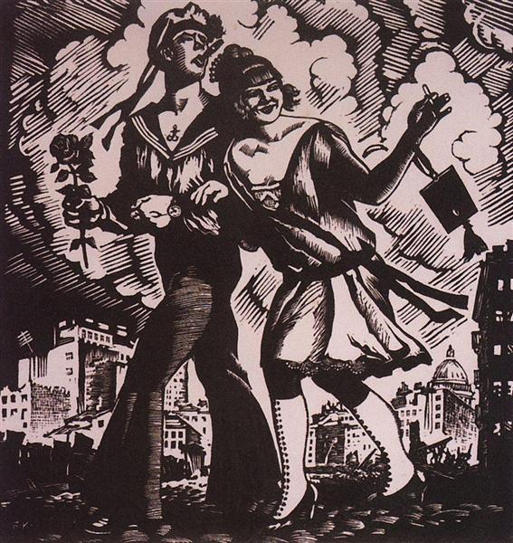 Матрос и милая, 1926 - Борис Кустодиев