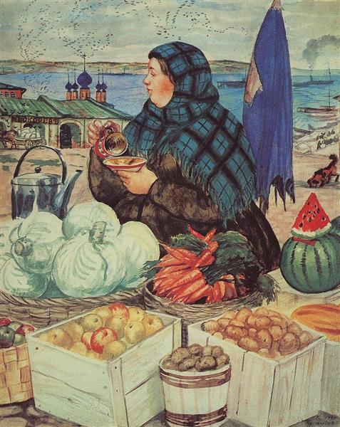 Vegetables Merchant, 1920 - Борис Кустодієв