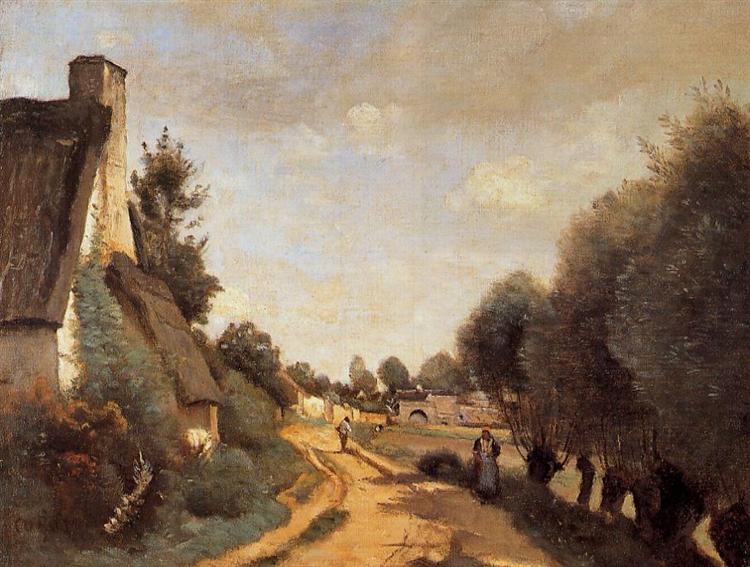 A Road Near Arras (Cottages), c.1853 - c.1858 - Camille Corot