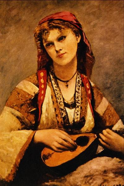 Кристина Нильсон (Цыганка с мандолиной), 1874 - Камиль Коро
