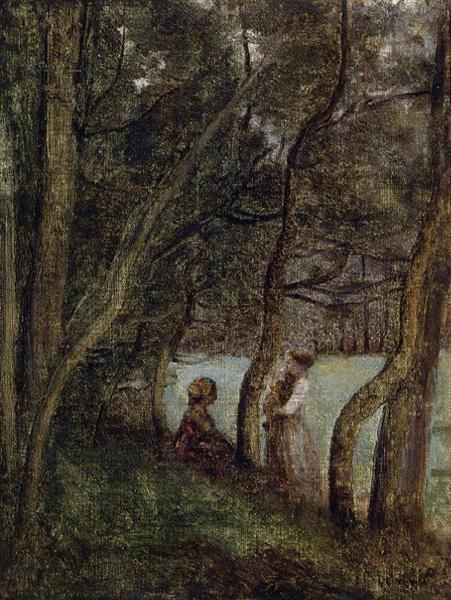 Алленж, Верхняя Савойя. Фигуры под деревьями, 1840 - 1845 - Камиль Коро