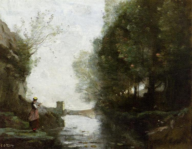 Watercourse leading to the Square Tower, 1865 - 1870 - Camille Corot