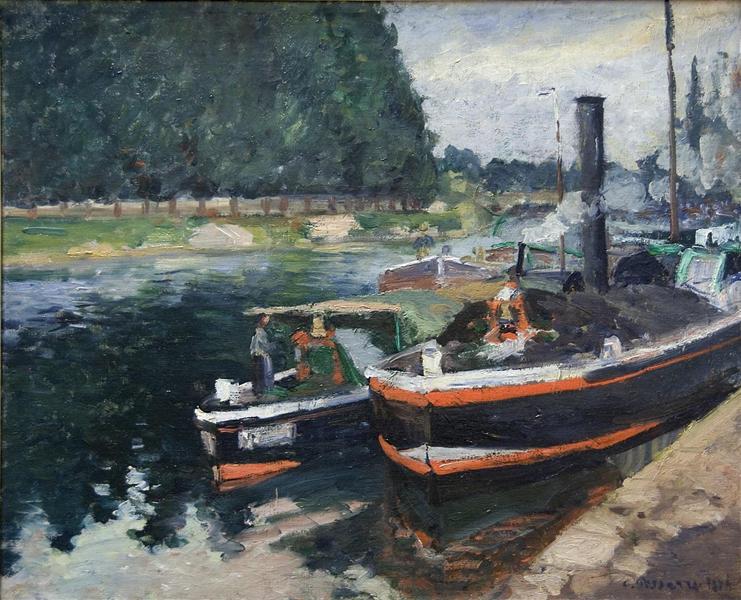 Barges on Pontoise, 1876 - 卡米耶·畢沙羅
