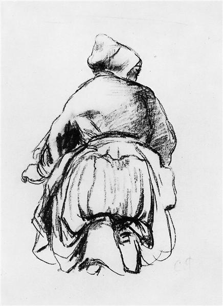 Kneeling woman - Camille Pissarro