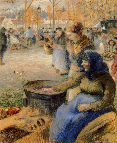 La Marchande de Marrons, Fiore de la St. Martin, Pontoise, 1881 - Camille Pissarro
