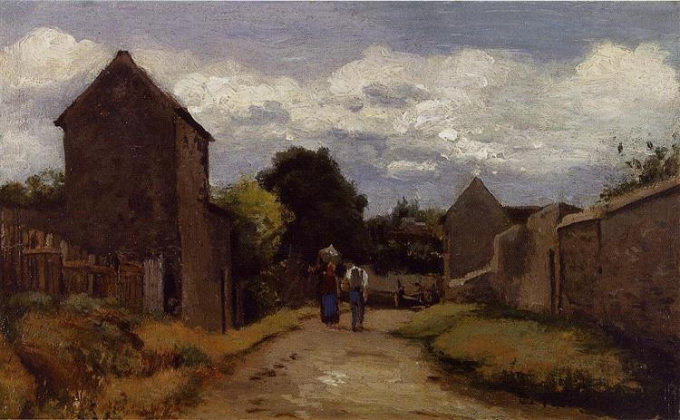 Male and Female Peasants on a Path Crossing the Countryside, c.1864 - Camille Pissarro