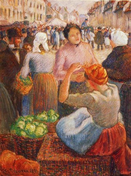 Marketplace, Gisors, 1891 - Каміль Піссарро