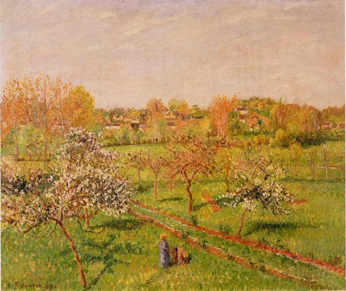 Morning, Flowering Apple Trees, Eragny, 1898 - Камиль Писсарро