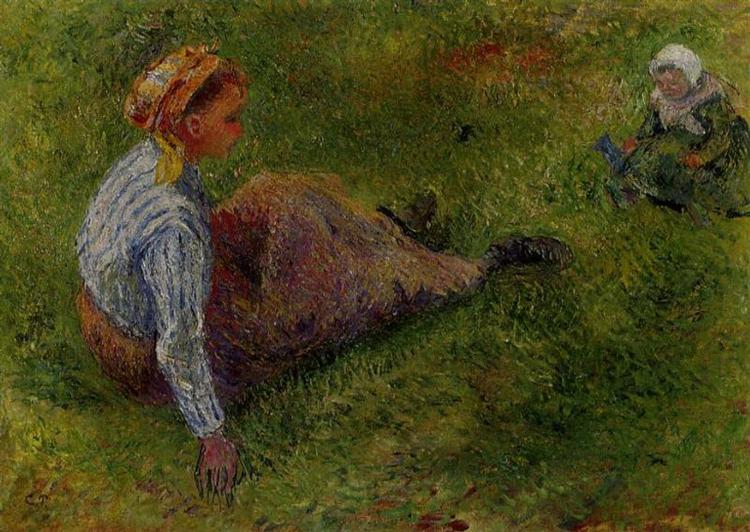 Peasant Sitting with Infant, 1881 - Camille Pissarro