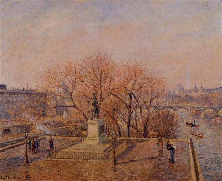Pont Neuf, the Statue of Henri IV, Sunny Weather, Morning, 1900 - Камиль Писсарро