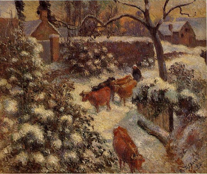 Snow Effect in Montfoucault, 1882 - Camille Pissarro