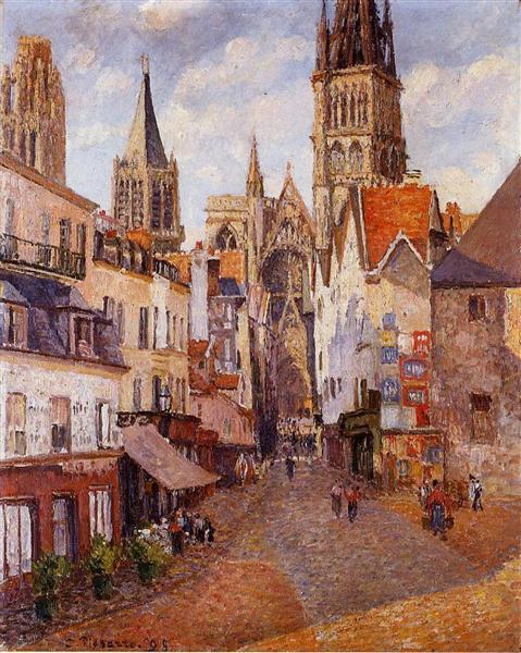 Sunlight, Afternoon, La Rue de l'Epicerie, Rouen, 1898 - Каміль Піссарро