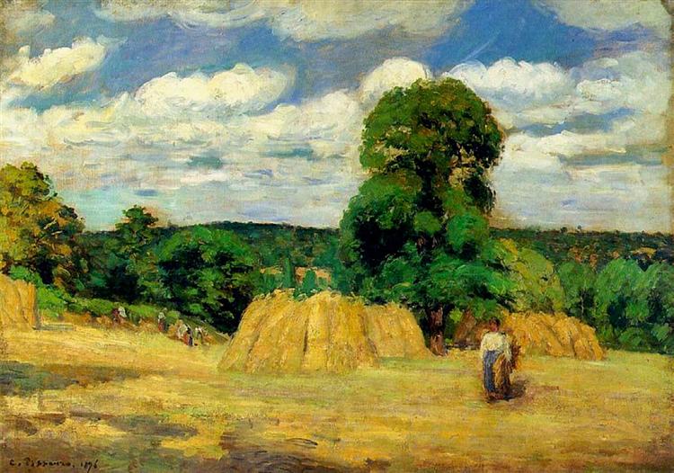 The Harvest at Montfoucault, 1876 - 卡米耶·畢沙羅