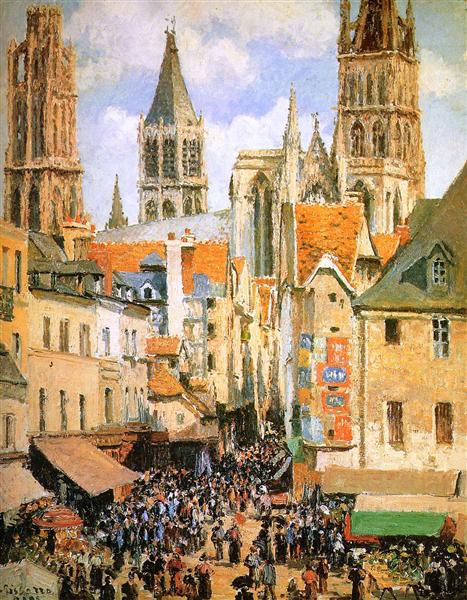 The old market at Rouen - Camille Pissarro