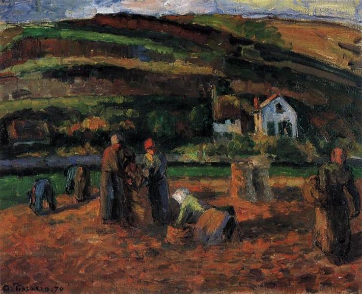 The Potato Harvest, 1874 - Камиль Писсарро