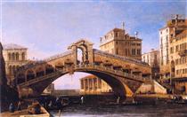 Capriccio of the Rialto Bridge with the Lagoon Beyond - Canaletto
