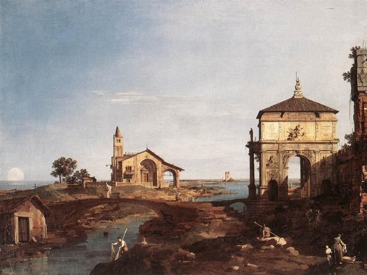 Capriccio with Venetian Motifs, c.1742 - Каналетто