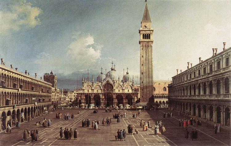 Piazza San Marco with the Basilica, 1730 - 加纳莱托