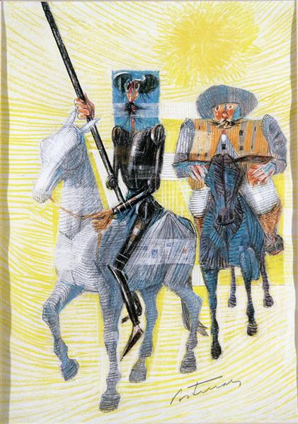 Dom Quixote e Sancho Pança Saindo para Suas Aventuras, 1956 - Кандиду Портинари