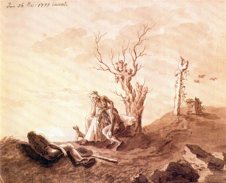 Funeral scene at the beach, 1799 - Caspar David Friedrich