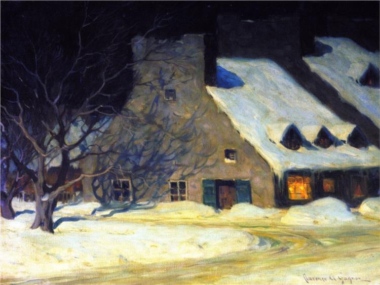 Street Scene, Quebec at Night, 1917 - Clarence Gagnon