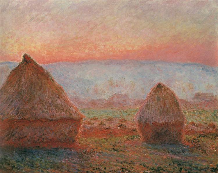 Стога сена в Живерни, вечернее солнце, 1888 - Клод Моне
