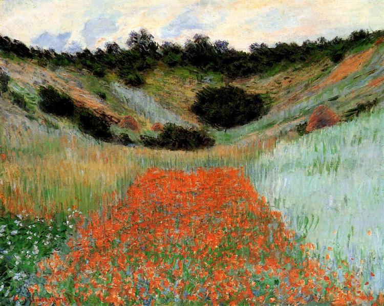 Poppy Field in a Hollow near Giverny, 1885 - 莫內