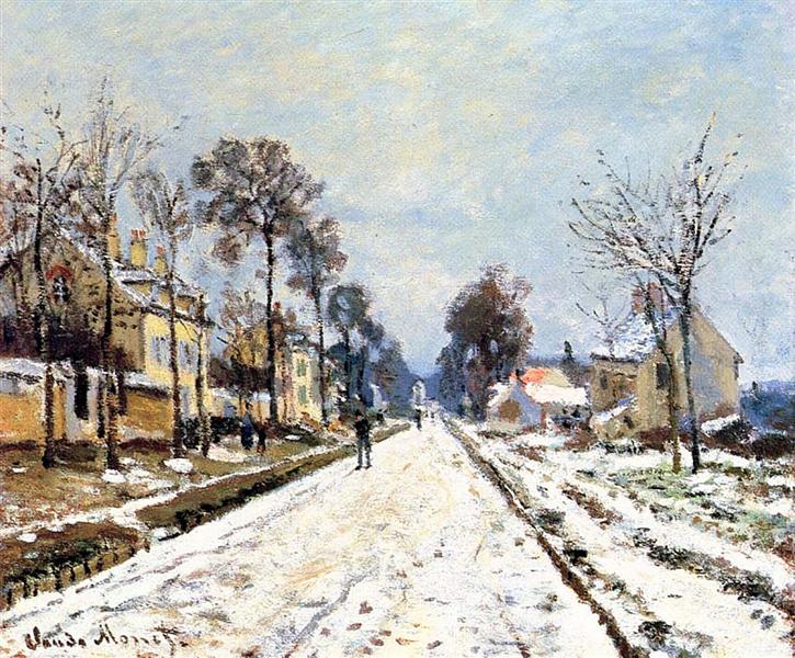 Снежный эффект, дорога на Лувесьенн, 1870 - Клод Моне