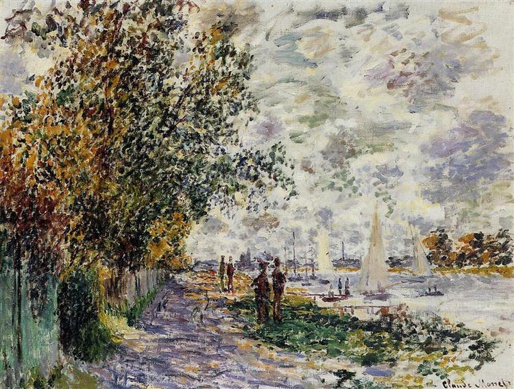The Riverbank at Petit-Gennevilliers, 1875 - Клод Моне