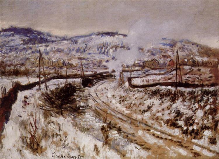 Поезд в снегу, Аржантёй, 1875 - Клод Моне
